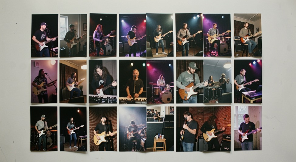 What a week of small shows reveals about a city scene: documentary composition centered on local venue, sound engineer, and support bill